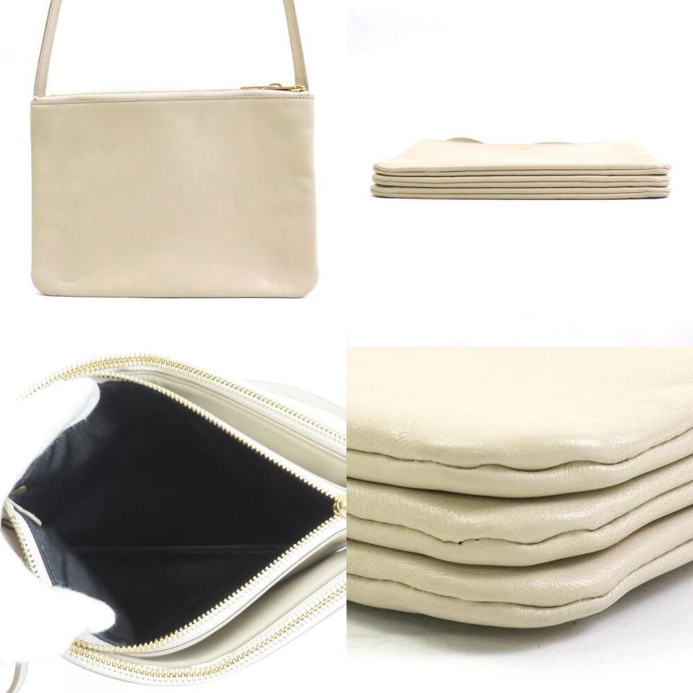 Celine Trio Crossbody Shoulder Bag Beige Tan Gold Leather - Picture 3 of 4
